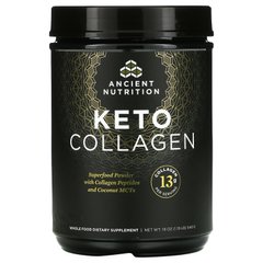 Keto Collagen, на підніжному корму, що виросли на пасовищі, колагеновий білок + кокосові Середньоланцюгові тригліцериди, Dr Axe / Ancient Nutrition, 19 унц (540 г)