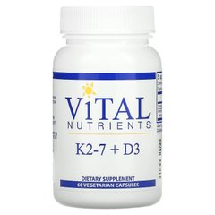 Vital Nutrients, K2-7 + D3, 60 вегетаріанських капсул