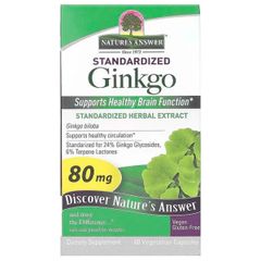 Гинкго Билоба, 80 мг, Standardized Ginkgo, Nature's Answer, 60 вегетарианских капсул купить в Киеве и Украине