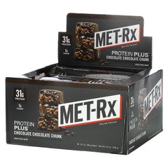 MET-Rx, Батончик Протеин Плюс, Шоколадный Блок, 9 батончиков, по 3,0 унции (85 г) каждый купить в Киеве и Украине