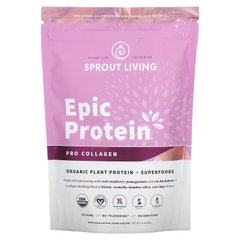 Органічний рослинний білок + суперпродукти, професійний колаген, Epic Protein, Organic Plant Protein + Superfoods, Pro Collagen, Sprout Living, 364 г
