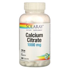 Цитрат кальция повышенной усваиваемости Solaray (Calcium Citrate) 1000 мг 240 капсул купить в Киеве и Украине