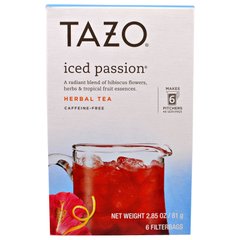 Tazo, Iced Passion, замороженный травяной чай, Tazo Teas, 6 пакетиков, 2.85 унции(81 г) купить в Киеве и Украине