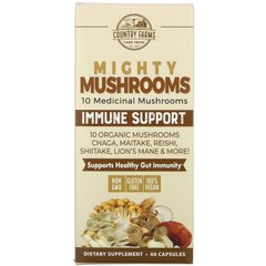 Super S'hrooms, органічні гриби, лікувальна суперїжа, Country Farms, 60 капсул