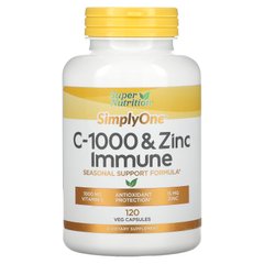 Вітамін C та цинк для імунітету Super Nutrition (C-1000 & Zinc Immune) 120 вегетаріанських капсул