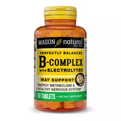 Комплекс вітамінів В з електролітами Mason Natural (B-Complex With Electrolytes) 60 таблеток