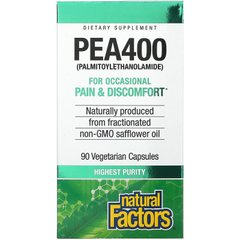 Пальмітоілетаноламід (ПЕА), PEA 400, Natural Factors, 400 мг, 90 вегетаріанських капсул