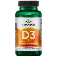 Витамин D3 - высокая эффективность, Vitamin D3 - High Potency, Swanson, 1.000 МЕ,250 капсул купить в Киеве и Украине