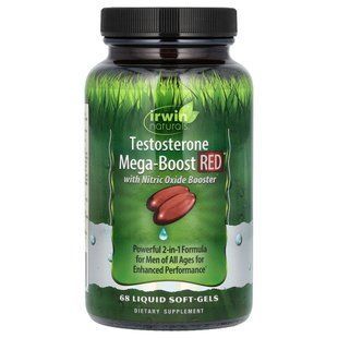 T testosterone Mega-Boost RED, Irwin Naturals, 68 liquid soft gels