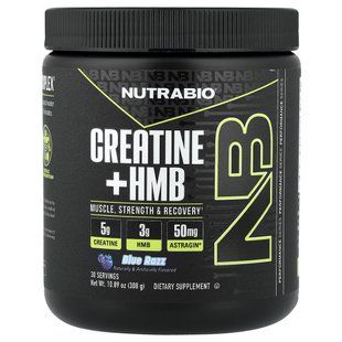 NutraBio, креатин і HMB, блакитний, 308 г (10,89 унції)