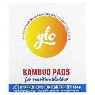 Here We Flo, Glo, Bamboo Pads For Sensitive Bladder, Long, 10 Pads купить в Киеве и Украине