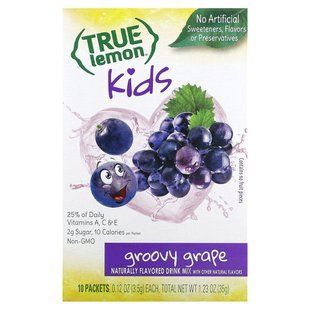 True Citrus, True Lemon, Kids Drink Mix, Groovy Grape, 10 Packets, 0.12 oz (3.5 g) Each купить в Киеве и Украине