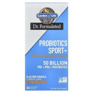 Garden of Life, Probiotics Sport+, 50 млрд добавок, 30 вегетаріанських капсул