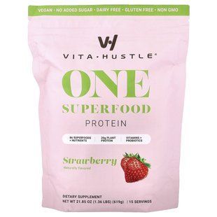 VitaHustle, One Superfood Protein, полуниця, 619 г (1,36 фунта)