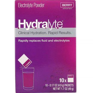 Clinical Hydration, Electrolyte Powder, Berry, Hydralyte, 10 packets of 0.17 ounces (4.9 g) each
