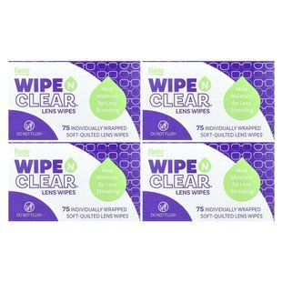 Flents, Wipe 'N Clear, Lens Wipes, 4 Boxes, 75 Individually Wrapped Soft-Quilted Lens Wipes купить в Киеве и Украине