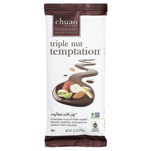 Chuao Chocolatier, Dark Chocolate Bar, Triple Nut Temptation&trade;, 3.5 oz (100 g)