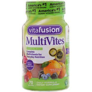 Мультивитамины VitaFusion (MultiVites) 70 жевательных таблеток натуральный вкус ягод персика и апельсина купить в Киеве и Украине