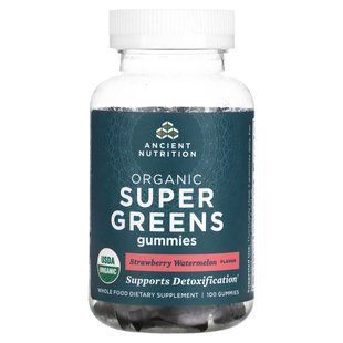 Ancient Nutrition, Organic Super Greens, Gummies, Strawberry Watermelon, 100 Gummies купить в Киеве и Украине