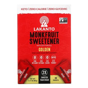 Монфрут Подсластитель, Голден, Monkfruit Sweetener, Golden, Lakanto, 30 пакетиков купить в Киеве и Украине