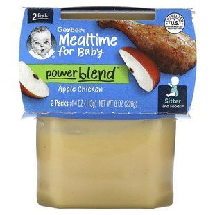 Gerber, Mealtime for Baby, PowerBlend, 2nd Foods, Apple Chicken, 2 Pack, 4 oz (113 g) Each купить в Киеве и Украине