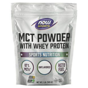 MCT в порошке с сывороточным протеином без ароматизаторов Now Foods (MCT Powder with Whey Protein) 454 г купить в Киеве и Украине