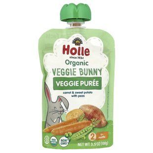 Holle, Organic Veggie Puree, Veggie Bunny, 6+ Months, Carrot & Sweet Potato With Peas, 3.5 oz (100 g) купить в Киеве и Украине