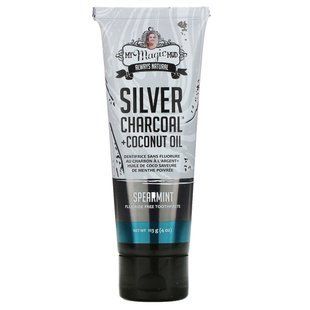 Silver charcoal + coconut oil, teeth whitening, fluoride-free toothpaste, spearmint, My Magic Mud, 113 g