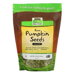 Тыквенные семечки сырые Now Foods (Pumpkin Seeds) 454 г купить в Киеве и Украине