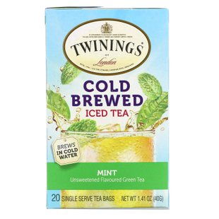 Чай холодной заварки, зеленый чай с мятой, Twinings, 20 пакетиков, 1,41 унции (40 г) купить в Киеве и Украине