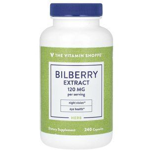 The Vitamin Shoppe, Bilberry Extract, 120 mg, 240 Capsules (60 mg Per Capsule) купить в Киеве и Украине