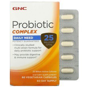 GNC, Probiotic Complex, Daily Requirement, 25 Billion CFU, 60 Vegetarian Capsules