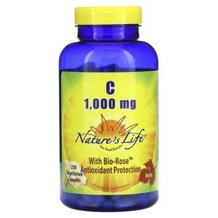 Nature's Life, Vitamin C With Bio-Rose, 1,000 mg, 250 Vegetarian Capsules купить в Киеве и Украине
