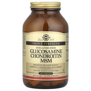Глюкозамин Хондроитин и МСМ тройная сила Solgar (Glucosamine Chondroitin MSM) 60 таблеток купить в Киеве и Украине