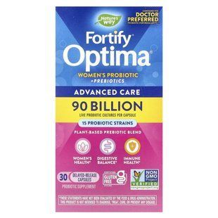 Nature's Way, Fortify Optima, пробіотики та пребіотики для жінок, покращений догляд, 90 млрд, 30 капсул із відстроченим вивільненням