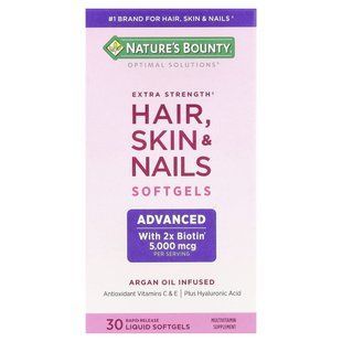 Nature's Bounty, Optimal Solutions&reg;, Hair, Skin & Nails, Extra Strength, 30 Rapid Release Liquid Softgels купить в Киеве и Украине