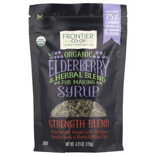Frontier Natural Products, Органічна суміш бузини та трав для приготування сиропу, суміш міцності, 4,23 унції (120 г)