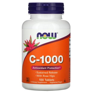 Витамин C с шиповником Now Foods (Vitamin C With Rose Hips) 1000 мг 100 таблеток купить в Киеве и Украине