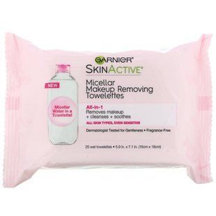 Міцелярні серветки для зняття макіяжу, &laquo;все в 1&raquo;, SkinActive, Garnier, 25 вологих серветок