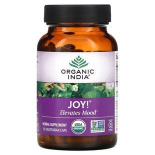 Радость !, поднимает настроение, Joy!, Elevates Mood, Organic India, 90 вегетарианских капсул купить в Киеве и Украине