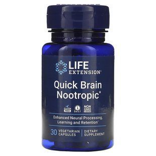 Питательные вещества для мозга Life Extension (Quick Brain Nootropic) 30 капсул купить в Киеве и Украине