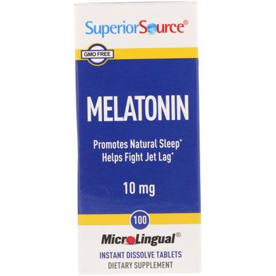 Мелатонін, Superior Source, 10 мг, 100 мікролінвальних швидкорозчинних таблеток