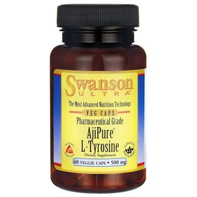 L-Тирозин, AjiPure L-Tyrosine, Pharmaceutical Grade, Swanson, 500 мг, 60 капсул