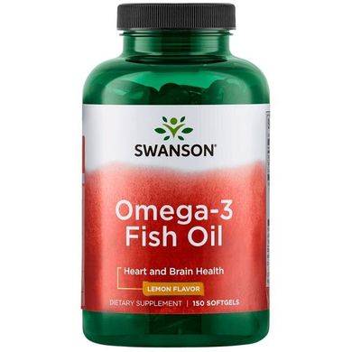 Омега-3 риб'ячий жир лимонний смак Swanson (Omega-3 Fish Oil Lemon Flavor) 150 капсул