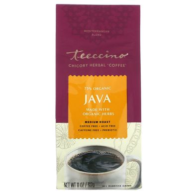 Трав'яна кава з цикорію Ява, середнього обсмаження, без кофеїну, Teeccino, 11 унцій (312 г)