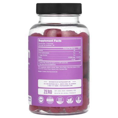 NutraChamps, Biotin, Hair, Skin & Nails Gummies, Sugar Free, Natural Berry, 60 Vegan Gummies