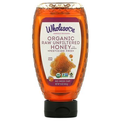 Wholesome, Органічний сирий нефільтрований мед, 16 унцій (454 г)