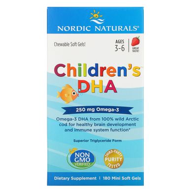 Риб'ячий жир для дітей Nordic Naturals (Children's DHA) 180 капсул зі смаком полуниці