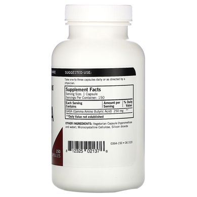 Транквілізатор ГАМК, GABA, Kirkman Labs, 250 мг, 150 капсул