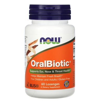 Вітаміни для здоров'я носа вух і горла Now Foods (OralBiotic) 60 таблеток для розсмоктування
